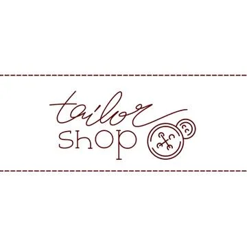 Tailor logo template. One line lettering illustration. Stock Illustration