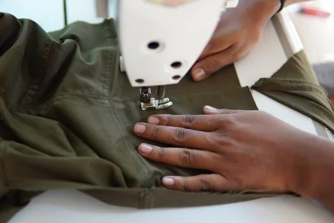 Tailor machine, Sewing machine in tailor industry. Stock Photos