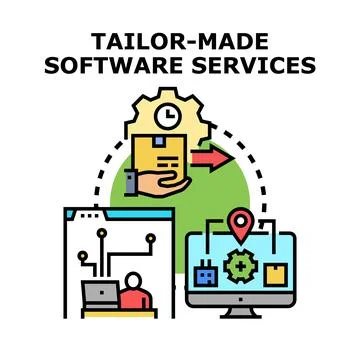 Tailor made software services development and delivery process Illustrazione stock