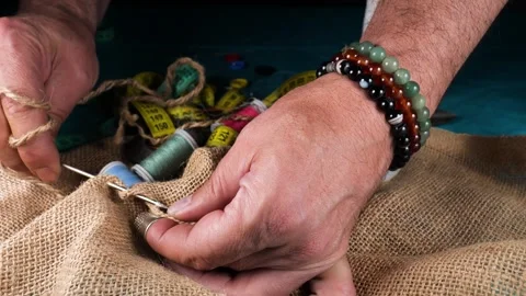 Tailor man is sewing Stock Footage 278184196