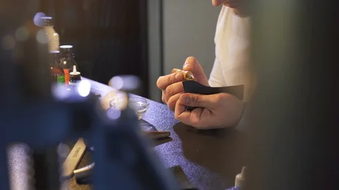Tailor master in factory of clothes. Craftsmanship workman. Artisan works. Stock-Footage 130146017