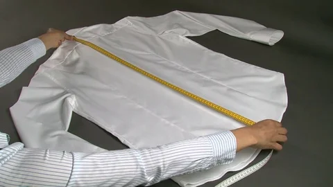 Tailor Measuring Man Shirt Back Lenght Stock Footage 72131557