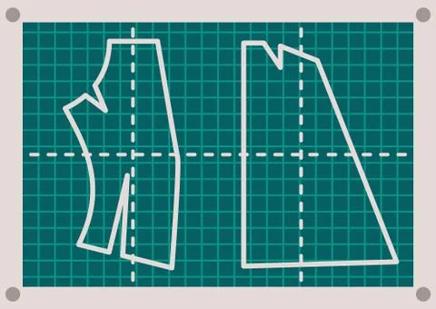 Tailor pattern at green background with dotted line, pattern of new fashionable イラスト素材
