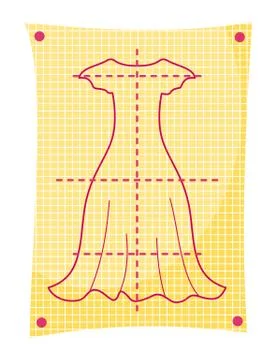 Tailor pattern at yellow background with dotted line, pattern of new fashionable イラスト素材