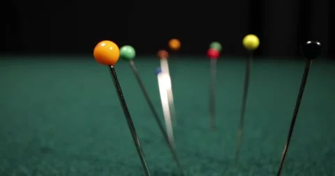 Tailor pins on green background, Close-up of a tailor's desk with tailoring Stock Footage 172244691