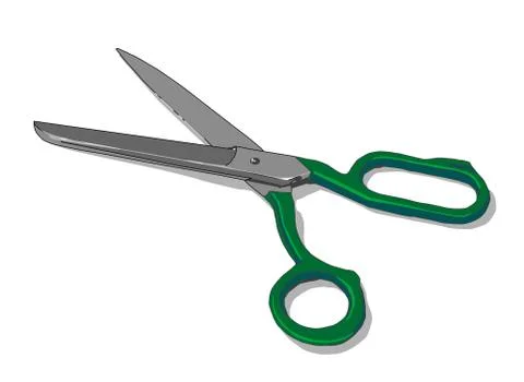 Tailor Scissors with Green Handles Stock Illustration