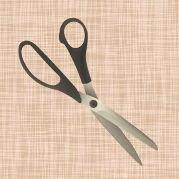 Tailor scissors lie on the fabric. Stock Illustration