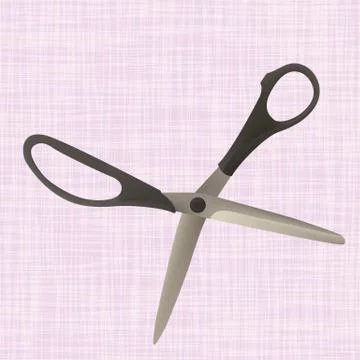 Tailor scissors lying on the textiles. Stock Illustration