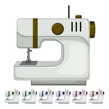 Tailor sew machine cartoon vector graphic Stock Illustration