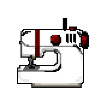 Tailor sew machine game pixel art vector illustration Stock Illustration