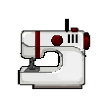 Tailor sew machine pixel art vector illustration Stock Illustration