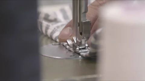 Tailor Sews Fabric on Sewing Machine Stock Footage 278064762