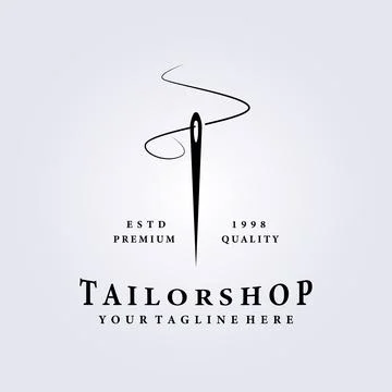 Tailor shop logo, single needle vector illustration design Stock Illustration