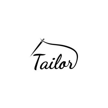 Tailor silhouette logo with needle, thread, benik and sewing machine markin.. Stock Illustration