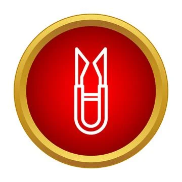 Tailor snips thread cutter white icon red circle Stock Illustration