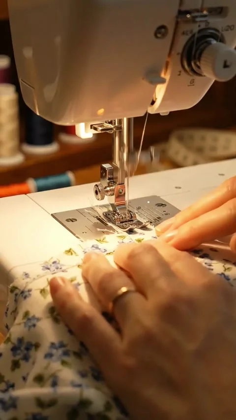 Tailor Stitching Fabric Close Up. 스톡 동영상 341268284
