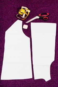 Tailor tools and pattern cutting of dress Stock Photos