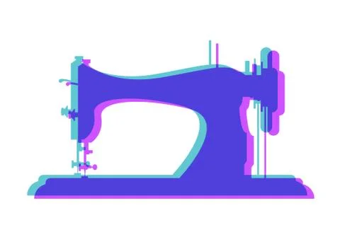 Tailor vector logo. Sewing machine colorful logo template overlap of colors Illustrazione stock