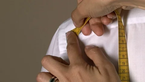 Tailor Width of Shoulders Body Measuring Stock Footage 72130382