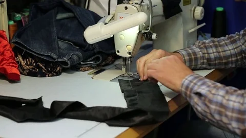 The tailor work. Sewing process.  Stock-Footage 75449240