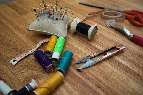 Tailor work table. Stock Photos