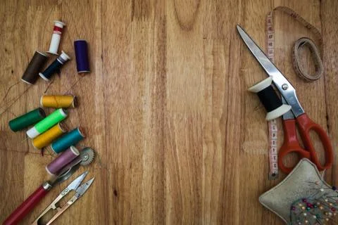 Tailor work table. Stock Photos