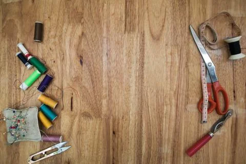 Tailor work table. Stock Photos