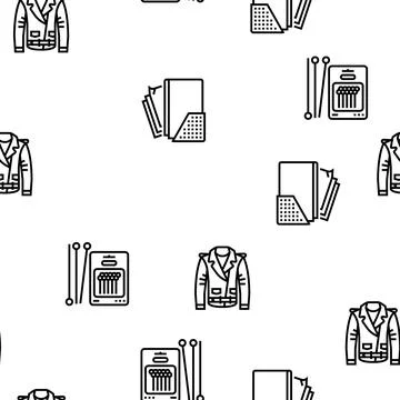 Tailor Worker Sewing Occupation vector seamless pattern Stock Illustration