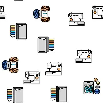 Tailor Worker Sewing Occupation vector seamless pattern Stock Illustration