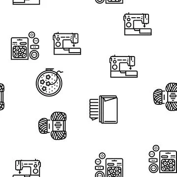 Tailor Worker Sewing Occupation vector seamless pattern Stock Illustration