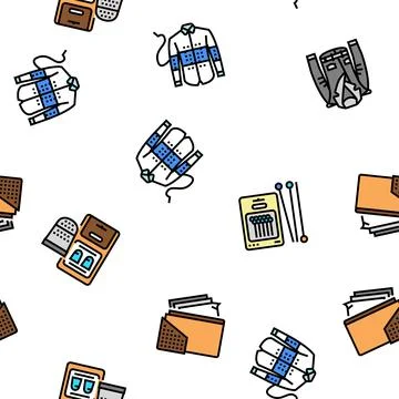 Tailor Worker Sewing Occupation vector seamless pattern Stock Illustration