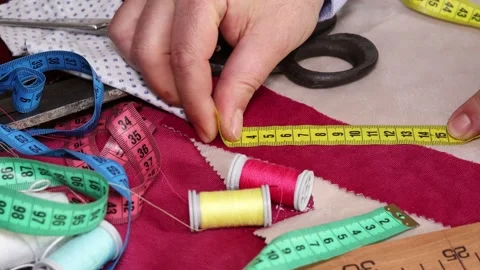 Tailor working in a  workshop Stock Footage 172473953