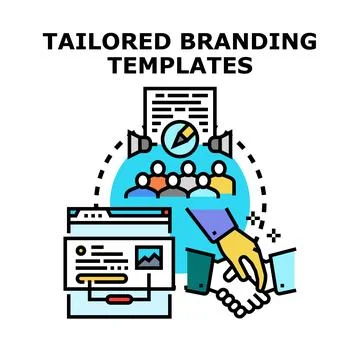 Tailored branding templates creating custom strategy and promotion Stock Illustration