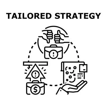 Tailored business strategy development and implementation concept 库存插图