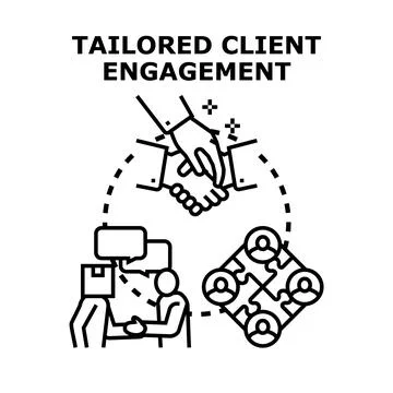 Tailored client engagement strategy building relationships Stock Illustration