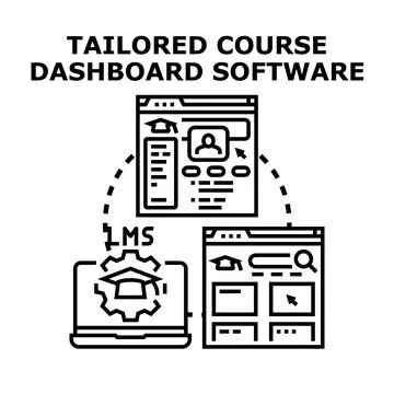 Tailored course dashboard software learning management system 库存插图