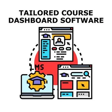 Tailored course dashboard software learning management system Stock Illustration