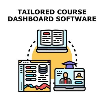Tailored course dashboard software for online education Illustrazione stock