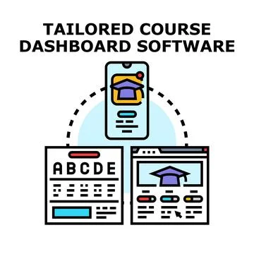Tailored course dashboard software for online education Stock Illustration