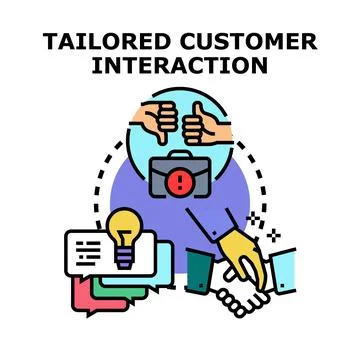 Tailored customer interaction process generating client satisfaction Stock Illustration