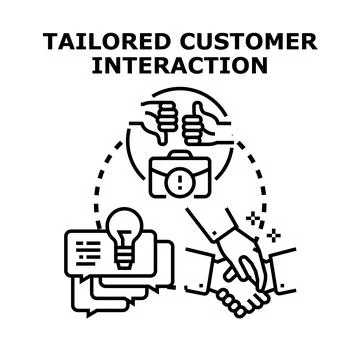 Tailored customer interaction process generating client satisfaction Stock Illustration