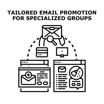 Tailored email promotion for specialized groups selecting recipients Stock Illustration