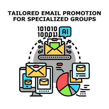 Tailored email promotion for specialized groups concept Stock Illustration