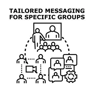 Tailored messaging specific groups communication strategy Stock Illustration