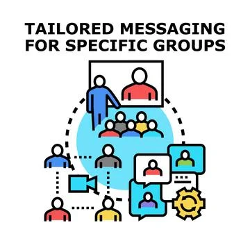 Tailored messaging specific groups communication strategy Stock Illustration