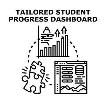 Tailored student progress dashboard data analysis process Stock Illustration