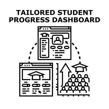 Tailored student progress dashboard data concept Stock Illustration