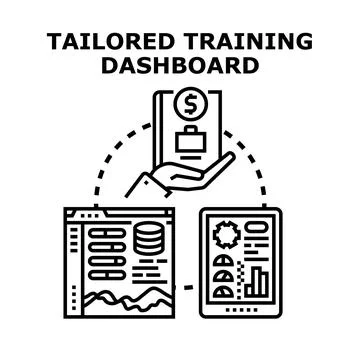 Tailored training dashboard concept delivering personalized employee educatio Stock Illustration