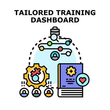 Tailored training dashboard managing personalized educational programs Stock Illustration
