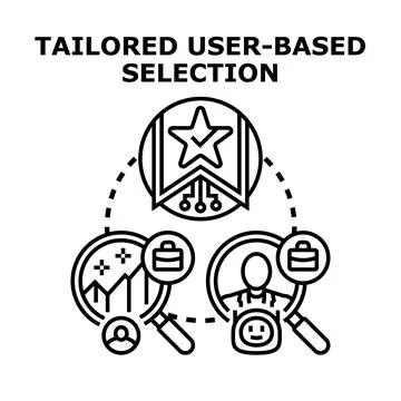 Tailored user based selection concept illustration Illustrazione stock
